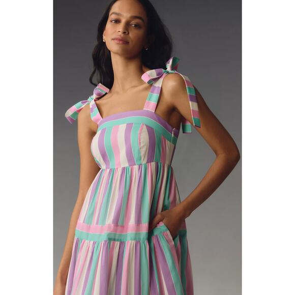 NWT Anthropologie Square-Neck Cotton Maxi Dress - Size 10 - Picture 3 of 6